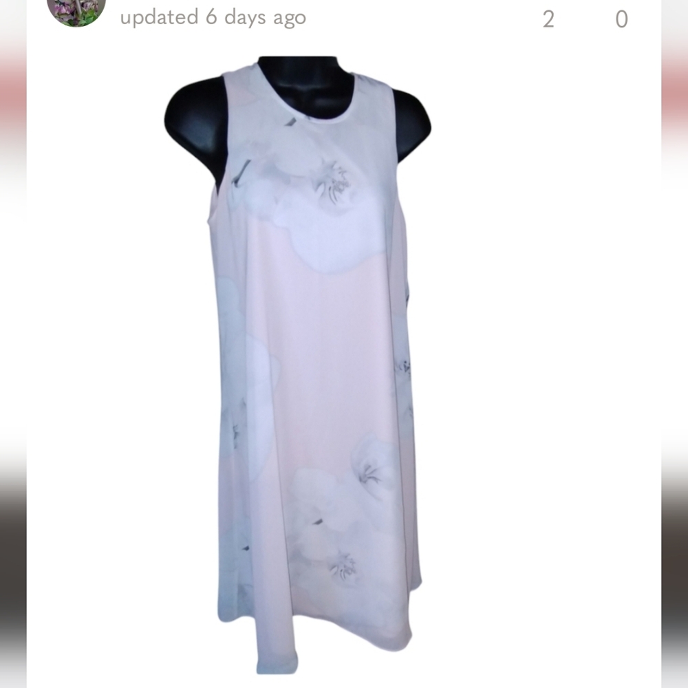 Calvin Klein size six pale pink floral crew neck soft shift dress - Picture 8 of 8